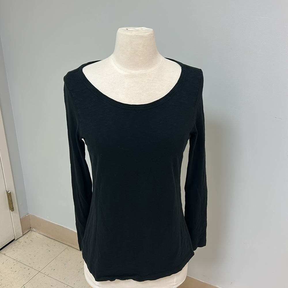 Peach - Black Long Sleeve Cotton Shirt. XS